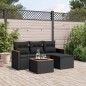 vidaXL 5-tlg. Garten-Sofagarnitur mit Kissen Schwarz Poly Rattan vidaXL 5-tlg. Garten-Sofagarnitur mit Kissen Schwarz Poly Rattan