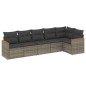 vidaXL 6-tlg. Garten-Sofagarnitur mit Kissen Grau Poly Rattan vidaXL 6-tlg. Garten-Sofagarnitur mit Kissen Grau Poly Rattan