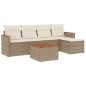 vidaXL 6-tlg. Garten-Sofagarnitur mit Kissen Beige Poly Rattan vidaXL 6-tlg. Garten-Sofagarnitur mit Kissen Beige Poly Rattan