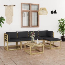 6-tlg. Garten-Lounge-Set mit Kissen Kiefernholz Imprägniert