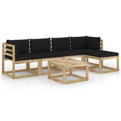 6-tlg. Garten-Lounge-Set mit Kissen Kiefernholz Imprägniert