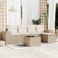 vidaXL 6-tlg. Garten-Sofagarnitur mit Kissen Beige Poly Rattan vidaXL 6-tlg. Garten-Sofagarnitur mit Kissen Beige Poly Rattan