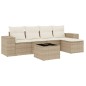 vidaXL 6-tlg. Garten-Sofagarnitur mit Kissen Beige Poly Rattan vidaXL 6-tlg. Garten-Sofagarnitur mit Kissen Beige Poly Rattan