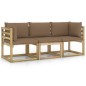 vidaXL 3-Sitzer-Gartensofa mit Taupe Kissen vidaXL 3-Sitzer-Gartensofa mit Taupe Kissen