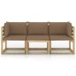 vidaXL 3-Sitzer-Gartensofa mit Taupe Kissen vidaXL 3-Sitzer-Gartensofa mit Taupe Kissen