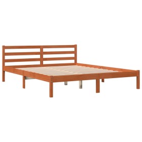 vidaXL Massivholzbett ohne Matratze Wachsbraun 160x200 Kiefernholz