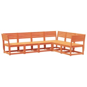 vidaXL 6-tlg. Garten-Sofagarnitur Wachsbraun Massivholz Kiefer