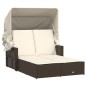vidaXL Doppel-Sonnenliege mit Dach und Auflagen Braun Poly Rattan vidaXL Doppel-Sonnenliege mit Dach und Auflagen Braun Poly Rattan