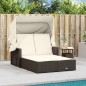vidaXL Doppel-Sonnenliege mit Dach und Auflagen Braun Poly Rattan vidaXL Doppel-Sonnenliege mit Dach und Auflagen Braun Poly Rattan
