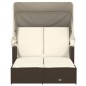 vidaXL Doppel-Sonnenliege mit Dach und Auflagen Braun Poly Rattan vidaXL Doppel-Sonnenliege mit Dach und Auflagen Braun Poly Rattan