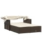 vidaXL Doppel-Sonnenliege mit Dach und Auflagen Braun Poly Rattan vidaXL Doppel-Sonnenliege mit Dach und Auflagen Braun Poly Rattan