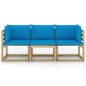3-Sitzer-Gartensofa mit Hellblauen Kissen 3-Sitzer-Gartensofa mit Hellblauen Kissen