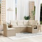 vidaXL 5-tlg. Garten-Sofagarnitur mit Kissen Beige Poly Rattan vidaXL 5-tlg. Garten-Sofagarnitur mit Kissen Beige Poly Rattan