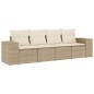 vidaXL 4-tlg. Garten-Sofagarnitur mit Kissen Beige Poly Rattan vidaXL 4-tlg. Garten-Sofagarnitur mit Kissen Beige Poly Rattan