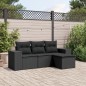 vidaXL 4-tlg. Garten-Sofagarnitur mit Kissen Schwarz Poly Rattan vidaXL 4-tlg. Garten-Sofagarnitur mit Kissen Schwarz Poly Rattan