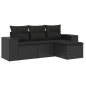 vidaXL 4-tlg. Garten-Sofagarnitur mit Kissen Schwarz Poly Rattan vidaXL 4-tlg. Garten-Sofagarnitur mit Kissen Schwarz Poly Rattan