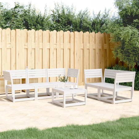 vidaXL 5-tlg. Garten-Sofagarnitur Weiß Massivholz Kiefer