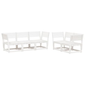 vidaXL 5-tlg. Garten-Sofagarnitur Weiß Massivholz Kiefer