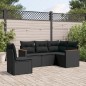 vidaXL 5-tlg. Garten-Sofagarnitur mit Kissen Schwarz Poly Rattan vidaXL 5-tlg. Garten-Sofagarnitur mit Kissen Schwarz Poly Rattan
