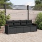 vidaXL 4-tlg. Garten-Sofagarnitur mit Kissen Schwarz Poly Rattan vidaXL 4-tlg. Garten-Sofagarnitur mit Kissen Schwarz Poly Rattan