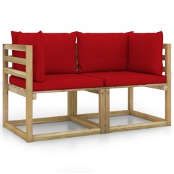 vidaXL Garten-Ecksofas & Kissen in Grün 2 Stk. Kiefernholz