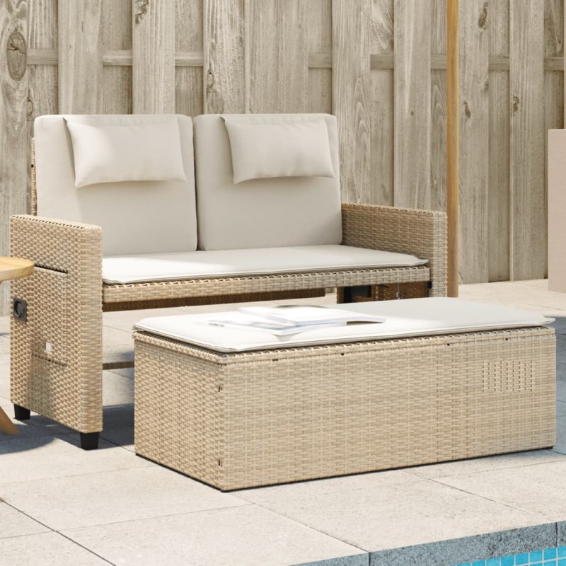 vidaXL Gartenbank Verstellbar mit Kissen Beige Poly Rattan vidaXL Gartenbank Verstellbar mit Kissen Beige Poly Rattan