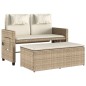vidaXL Gartenbank Verstellbar mit Kissen Beige Poly Rattan vidaXL Gartenbank Verstellbar mit Kissen Beige Poly Rattan