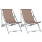 vidaXL Strandstühle 2 Stk. Klappbar Braun Aluminium und Textilene vidaXL Strandstühle 2 Stk. Klappbar Braun Aluminium und Textilene