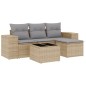 vidaXL 5-tlg. Garten-Sofagarnitur mit Kissen Beige Poly Rattan vidaXL 5-tlg. Garten-Sofagarnitur mit Kissen Beige Poly Rattan