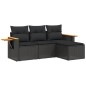 vidaXL 4-tlg. Garten-Sofagarnitur mit Kissen Schwarz Poly Rattan vidaXL 4-tlg. Garten-Sofagarnitur mit Kissen Schwarz Poly Rattan
