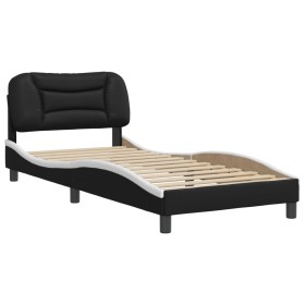 vidaXL Bettgestell mit Kopfteil Schwarz und Weiß 80x200 cm Kunstleder