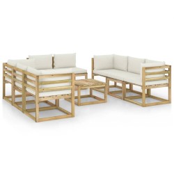 9-tlg. Garten-Lounge-Set mit Kissen Imprägniertes Kiefernholz