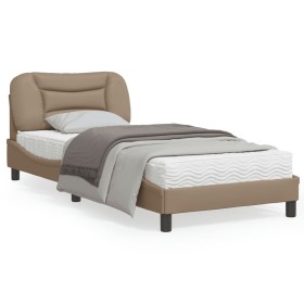 vidaXL Bettgestell mit Kopfteil Cappuccino-Braun 90x200 cm Kunstleder