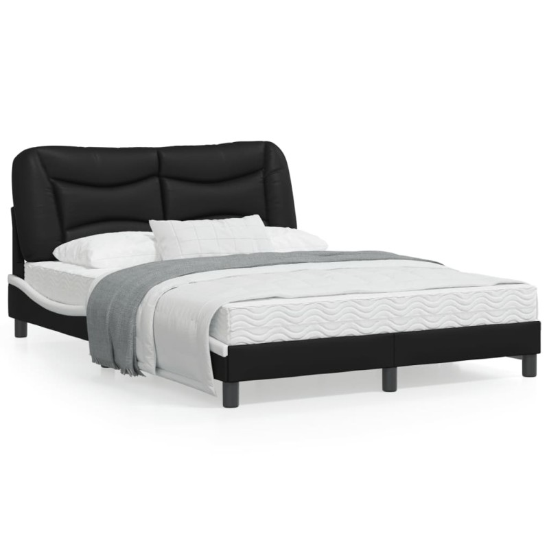 vidaXL Bettgestell mit Kopfteil Schwarz und Weiß 140x190 cm Kunstleder vidaXL Bettgestell mit Kopfteil Schwarz und Weiß 140x190 cm Kunstleder