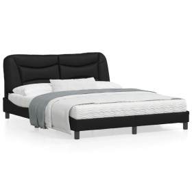 vidaXL Bettgestell mit Kopfteil Schwarz 160x200 cm Kunstleder