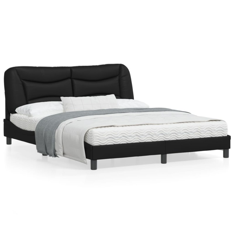 vidaXL Bettgestell mit Kopfteil Schwarz 160x200 cm Kunstleder vidaXL Bettgestell mit Kopfteil Schwarz 160x200 cm Kunstleder