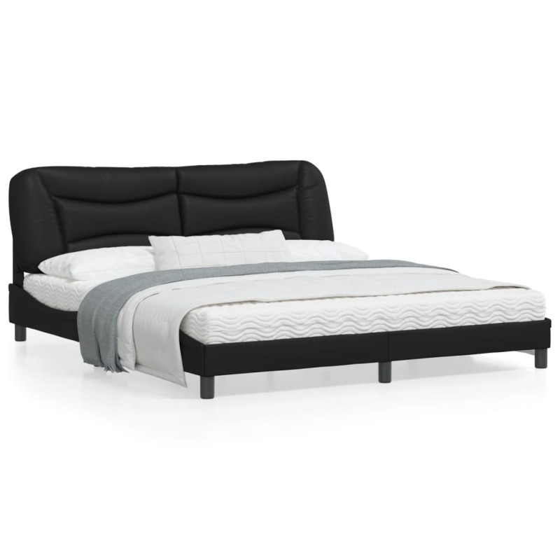 vidaXL Bettgestell mit Kopfteil Schwarz 180x200 cm Kunstleder vidaXL Bettgestell mit Kopfteil Schwarz 180x200 cm Kunstleder