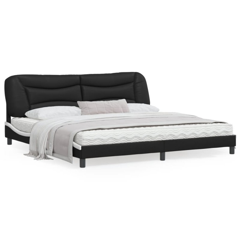 vidaXL Bettgestell mit Kopfteil Schwarz und Weiß 200x200 cm Kunstleder vidaXL Bettgestell mit Kopfteil Schwarz und Weiß 200x200 cm Kunstleder