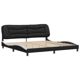 vidaXL Bettgestell mit Kopfteil Schwarz und Weiß 200x200 cm Kunstleder