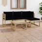 5-tlg. Garten-Lounge-Set mit Schwarzen Kissen 5-tlg. Garten-Lounge-Set mit Schwarzen Kissen