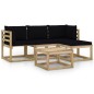 5-tlg. Garten-Lounge-Set mit Schwarzen Kissen 5-tlg. Garten-Lounge-Set mit Schwarzen Kissen