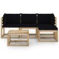 5-tlg. Garten-Lounge-Set mit Schwarzen Kissen 5-tlg. Garten-Lounge-Set mit Schwarzen Kissen