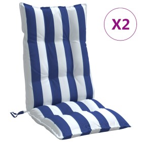 vidaXL Hochlehner-Auflagen 2 Stk. Blau & Weiß Gestreift Oxford-Gewebe