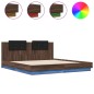 vidaXL Bettgestell mit Kopfteil und LED-Leuchten Braun Eiche 180x200cm vidaXL Bettgestell mit Kopfteil und LED-Leuchten Braun Eiche 180x200cm