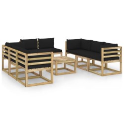 9-tlg. Garten-Lounge-Set mit Kissen Imprägniertes Kiefernholz