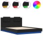 vidaXL Bettgestell mit Kopfteil und LED-Leuchten Schwarz 140x200 cm vidaXL Bettgestell mit Kopfteil und LED-Leuchten Schwarz 140x200 cm