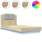 vidaXL Bettgestell mit Kopfteil & LED-Leuchten Sonoma-Eiche 100x200 cm vidaXL Bettgestell mit Kopfteil & LED-Leuchten Sonoma-Eiche 100x200 cm