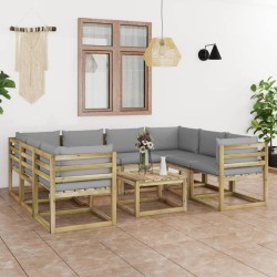9-tlg. Garten-Lounge-Set mit Kissen Imprägniertes Kiefernholz