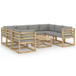 9-tlg. Garten-Lounge-Set mit Kissen Imprägniertes Kiefernholz
