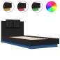 vidaXL Bettgestell mit Kopfteil und LED-Leuchten Schwarz 90x200 cm vidaXL Bettgestell mit Kopfteil und LED-Leuchten Schwarz 90x200 cm